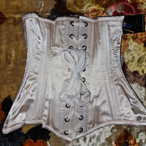 NWT XS NUDE Bridal MAIDEN Corset 22" Handmade 6 Garter Tabs USA - Picture 8 of 13